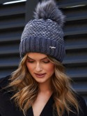 Dark gray winter hat with ribbing C11 - Online store - Boutique